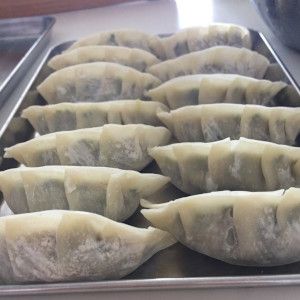 Gyoza before baking